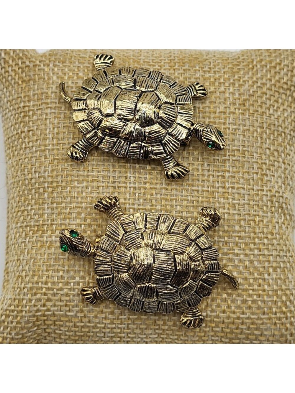 Fun Double Turtle Gerrys Rhinestone Turtle Brooch pin lot of 2 Animal Jewelry